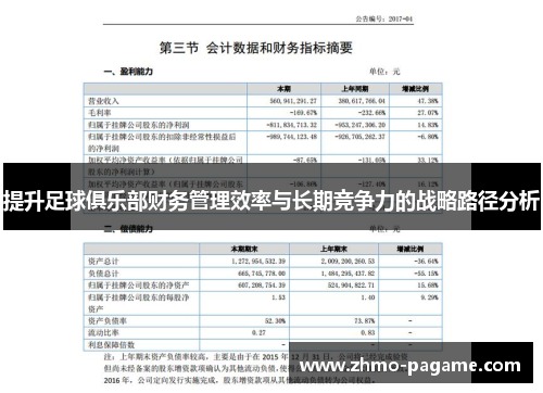 提升足球俱乐部财务管理效率与长期竞争力的战略路径分析 提升足球俱乐部财务管理效率与长期竞争力的战略路径分析