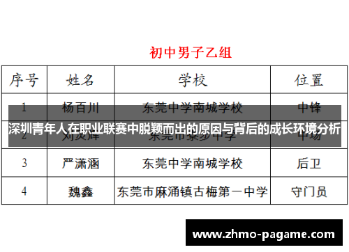 深圳青年人在职业联赛中脱颖而出的原因与背后的成长环境分析